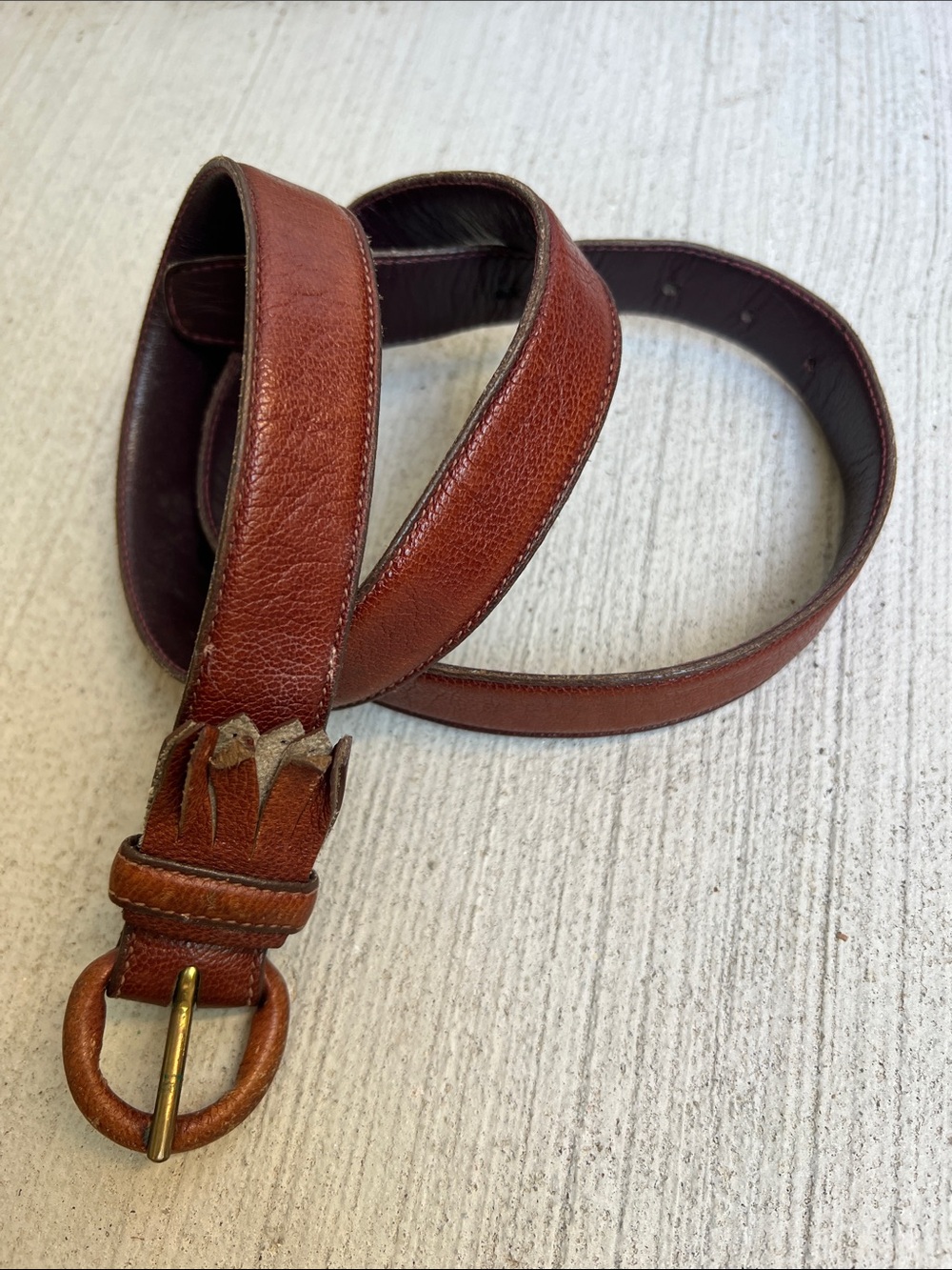 Trafalgar Vintage American Made Brown Leather Fringe Belt with Leather Buckle 34